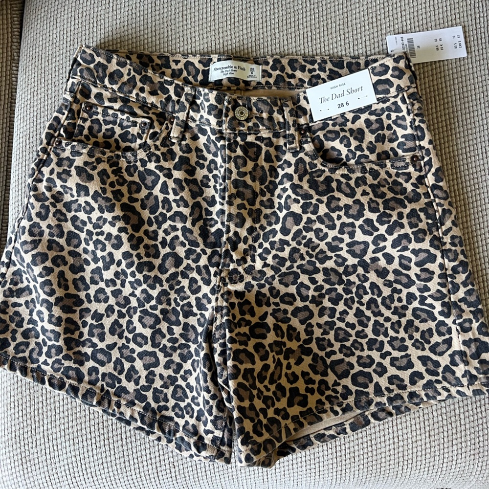 Abercrombie & Fitch Animal Print High Waist Shorts NWT 28